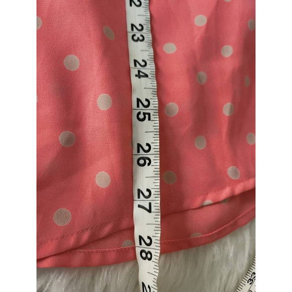 Emma James Womens Button Front Shirt Pink Polka Dot Long Sleeve Collar Sheer 16W - Picture 4 of 5
